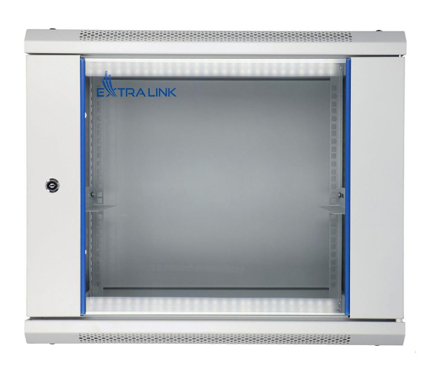 Extralink Szafka wisząca rack 9U 600x600 szara szklane drzwi EX.8581 - 489305 - zdjęcie